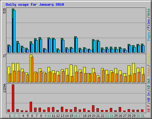 Daily usage for January 2010