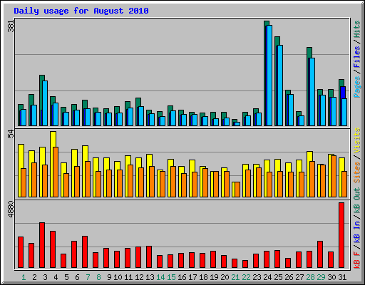 Daily usage for August 2010
