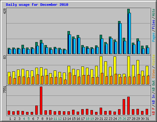 Daily usage for December 2010