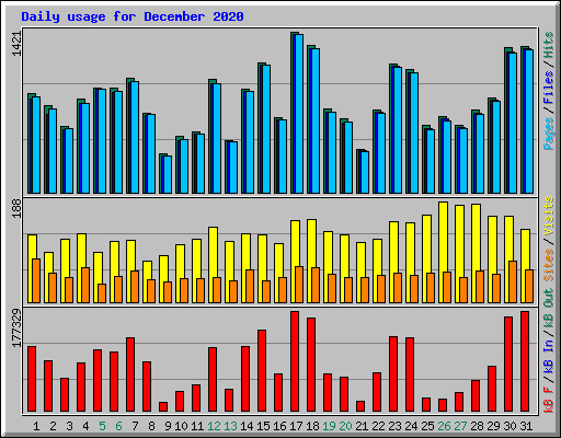Daily usage for December 2020