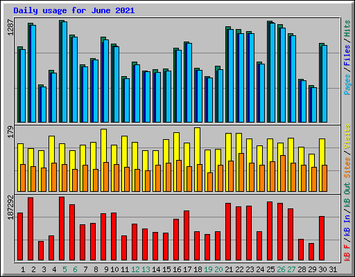 Daily usage for June 2021