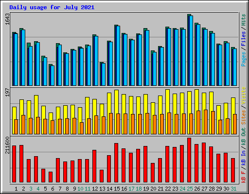 Daily usage for July 2021
