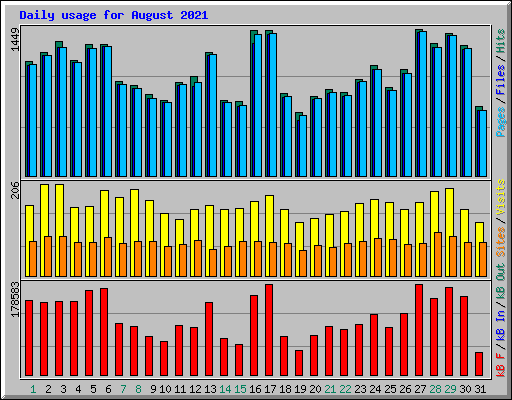 Daily usage for August 2021