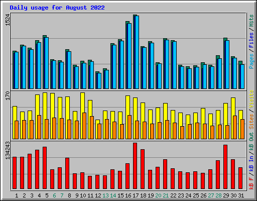 Daily usage for August 2022