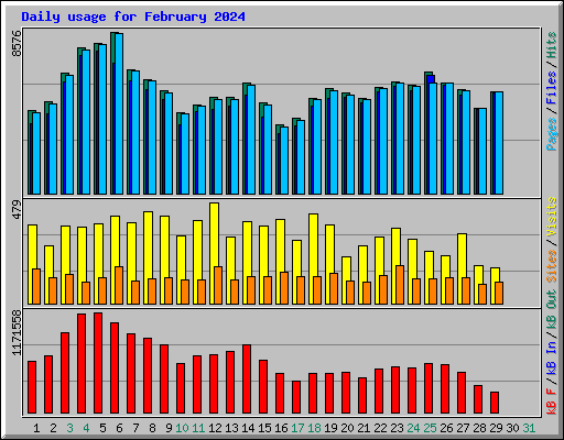 Daily usage for February 2024