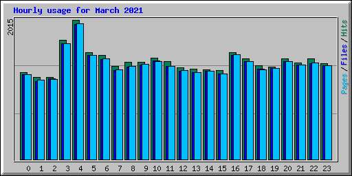 Hourly usage for March 2021